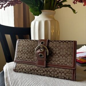 Coach Signature Brown Wallet with Buckle
